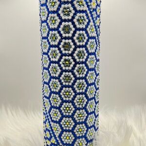 Blue and White Rhinestone Tumbler